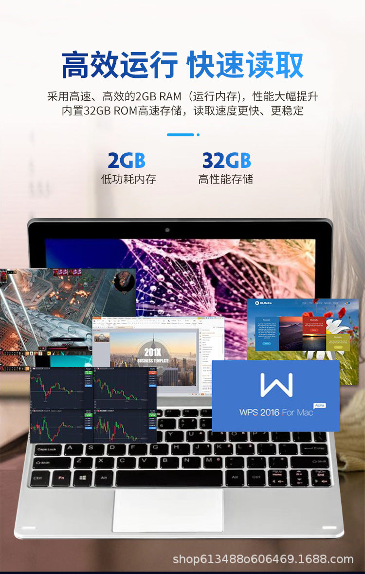 10.1inch Windows10 System Portable Online Class Office Stock Trading 2-in-1 Tablet Laptop